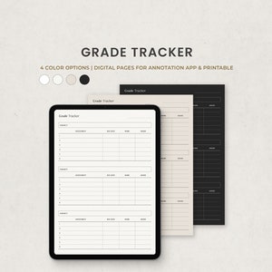 Grade Tracker, Assignment Log, Homework Student Digital Planner Template for Goodnotes, Printable PDF