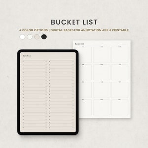 2025 Bucket List Template, 50 Wunschlisten Digitaler Planer, Jahresziel Goodnotes Planner PDF