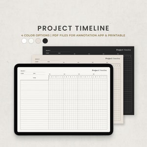 Tijdlijngrafiek, Project Tracker Digital Planner-sjabloon voor Goodnotes op iPad, afdrukbare PDF-brief, digitale pagina's