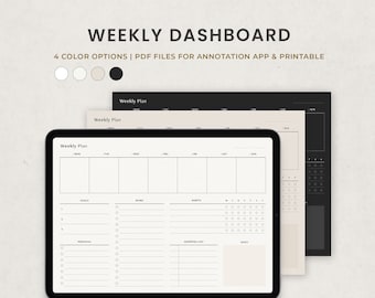 Digital Weekly Planner, Weekly Dashboard Template for Goodnotes Notability Ipad PDF, Weekly Agenda, Weekly To Do List