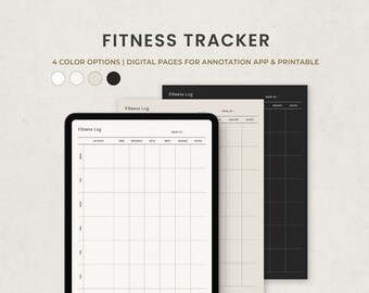 Seguimiento de actividad física, registro de entrenamiento, plantilla de planificador digital de seguimiento de ejercicio para Goodnotes Notability Ipad
