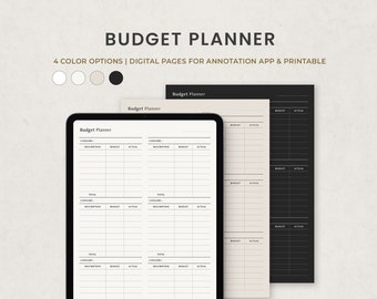 Planificador de presupuesto, plantilla financiera digital, planificador digital de presupuesto mensual para Goodnotes Notability Ipad