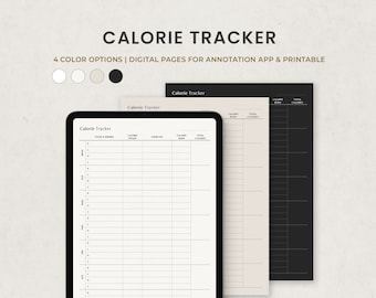 Weekly Calorie Tracker Printable: Minimalist Food Diary (Digital Download)
