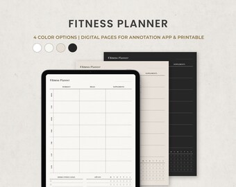 Fitness Planer, Digitaler Wochenplaner für Goodnotes Notability iPad PDF