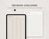 100 Book Challenge, Digital Reading Tracker Goodnotes Template, Book Lover Planner Printable PDF