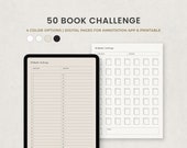50 Book Challenge, Digital Reading Tracker Goodnotes Template, Book Lover Planner Printable PDF