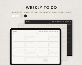 Digital Weekly To Do List, Minimalist Weekly Planner Template for Goodnotes Ipad, Printable PDF