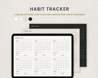 Monthly Habit Tracker Printable, Digital Daily 30 Day Goal Tracker Template for Ipad Goodnotes, PDF Printable Planner