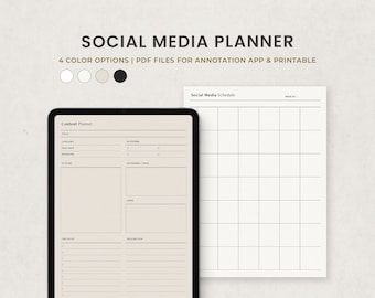 Social Media Content Planner, Blog Post Marketing Digital Planner Template for Goodnotes on Ipad, Printable Editable Fillable Letter PDF