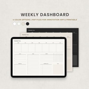 Digital Weekly Planner Weekly Dashboard Template for Goodnotes