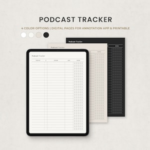 Podcast Tracker Printable, Digital Podcast Listening List, Podcast Goodnotes Ipad Template PDF