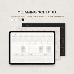 Digitaal schoonmaakschema, sjabloon voor huisreiniging, wekelijkse huishoudelijke klusjes, maandelijkse schoonmaak Goodnotes Ipad Planner PDF
