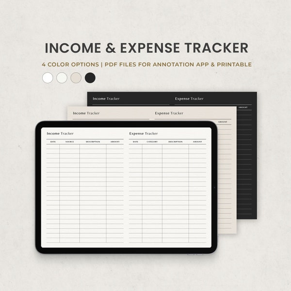 Digital Income and Expense Tracker, Landscape Spending Tracker Printable, Financial Planner for Goodnotes Ipad PDF