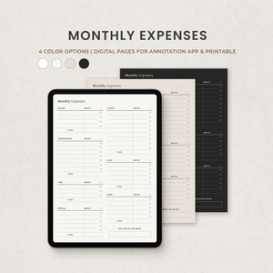 Gastos mensuales, seguimiento de facturas, plantilla de planificador digital de presupuesto para Goodnotes Ipad, carta imprimible PDF