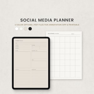 Social Media Content Planner, Blog Post Marketing Digital Planner Template for Goodnotes on Ipad, Printable Editable Fillable Letter PDF
