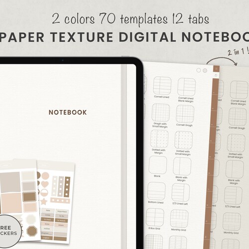 Minimalist Digital Notebook With Tabs For Ipad Goodnotes Etsy