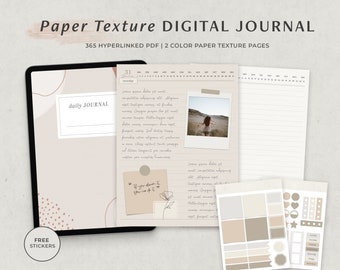 Digital Journal for Ipad Goodnotes, 365 Daily Pages, Minimalist Boho Paper Texture Journal