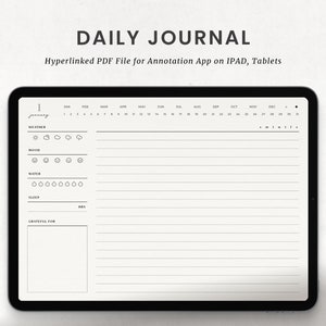 Digital Journal, Landscape Minimalist Daily Diary Template for Goodnotes, Notability on Ipad, Android Planner