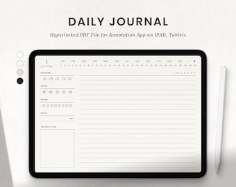 Digital Journal, Landscape Minimalist Daily Diary Template for Goodnotes, Notability on Ipad, Android Planner