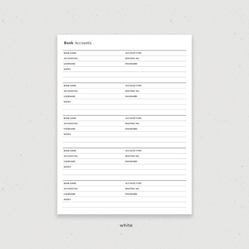 Bank Account Information Tracker Digital Planner Template for Goodnotes ...