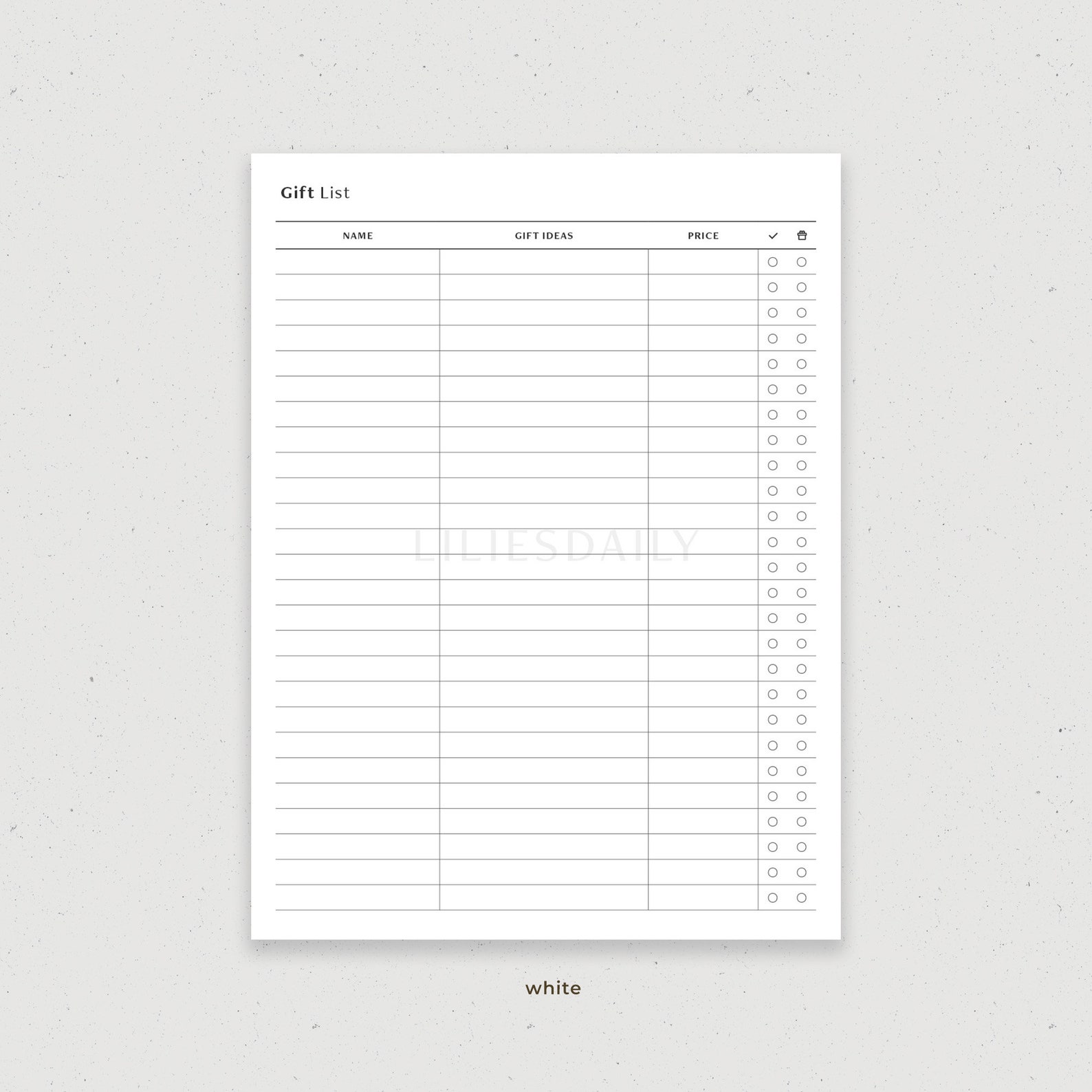 Gift List Printable, Digital Present Tracker, Gift Planner Template for ...