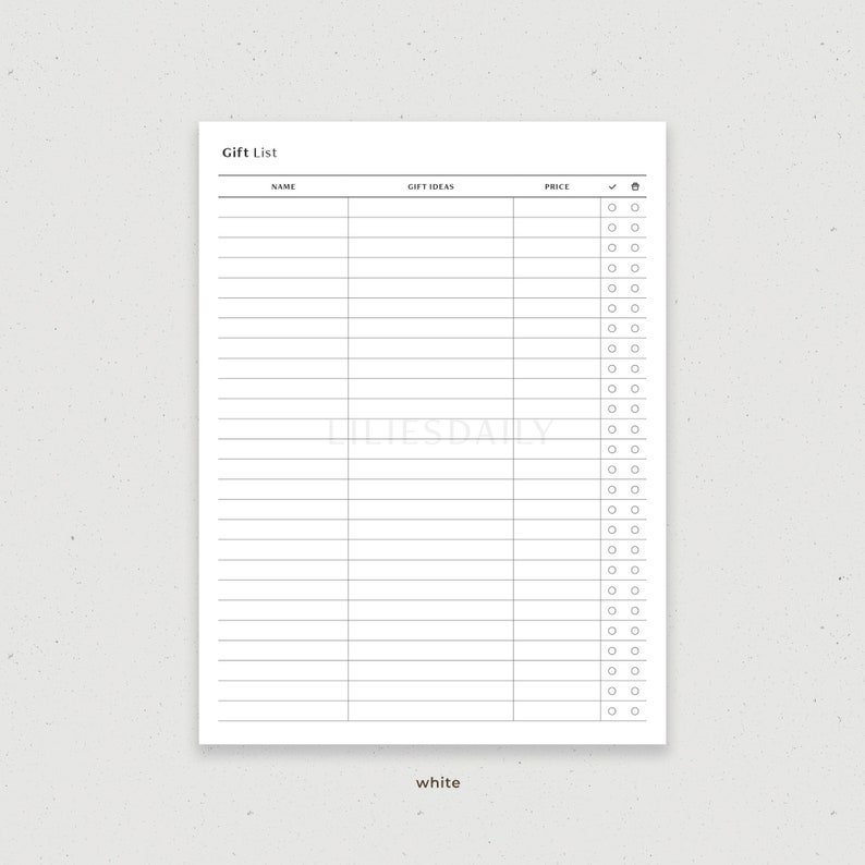 Gift List Printable, Digital Present Tracker, Gift Planner Template for ...