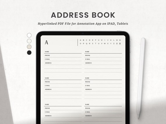 Digital Address Book | Hyperlinked PDF Contact Book