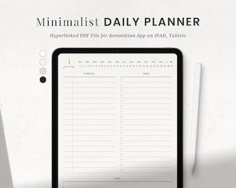 Minimalist Daily Planner, Daily Schedule Digital Planner Template for Goodnotes Ipad, Portrait Tablet Planner
