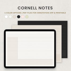 Digital Note Template, Cornell Notes, Goodnotes Landscape Cornell Note Paper Printable, Ipad Class Study Notes