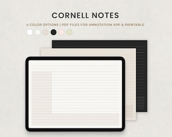 Digital Note Template, Cornell Notes, Goodnotes Landscape Cornell Note Paper Printable, Ipad Class Study Notes