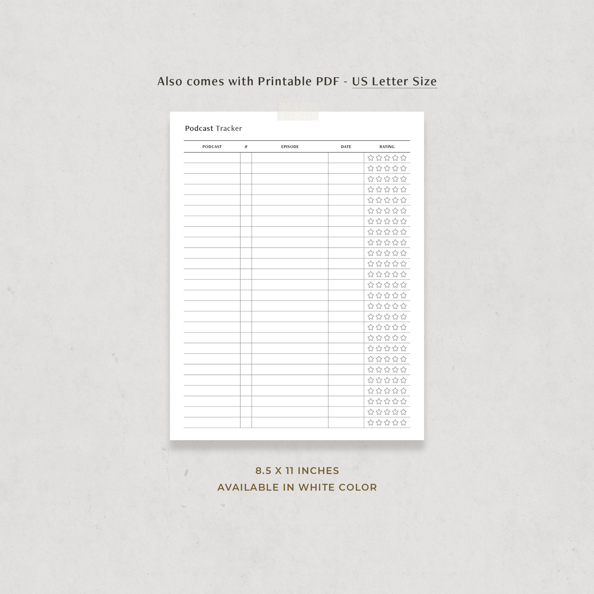 Podcast Tracker Printable, Digital Podcast Listening List, Podcast ...