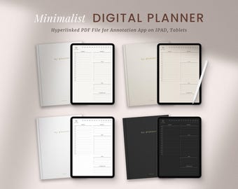 Digital Planner iPad, Undated Goodnotes Planner, Minimalist Weekly Planner, Notability Simple Daily Journal