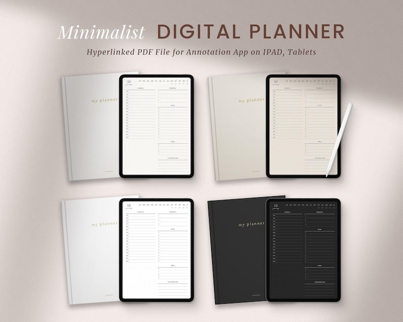 Digital Planner for iPad Goodnotes, Undated Minimalist Weekly Planner, Notability Simple Daily Journal image 1