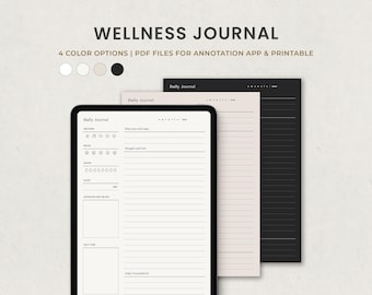 Wellness Journal, Digital Daily Review, Goodnotes Self Care Journal Template for Ipad, Printable PDF