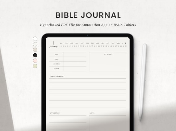 Daily Bible Journal, Bible Chapter Summary Digital Planner for Goodnotes on Ipad, Hyperlinked Faith Planner