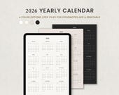 2026 Calendar, 26 Yearly Planner, Year Overview Digital Planner Template for Goodnotes iPad, Printable PDF