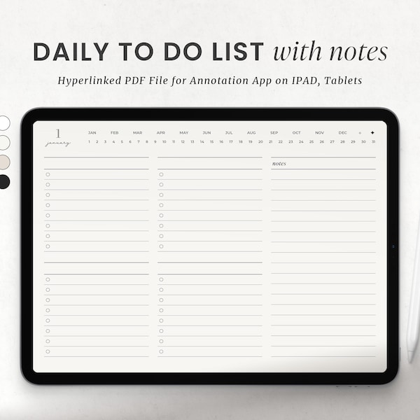 Minimalist Daily To Do List: Digital Planner for Goodnotes, Notability (PDF)