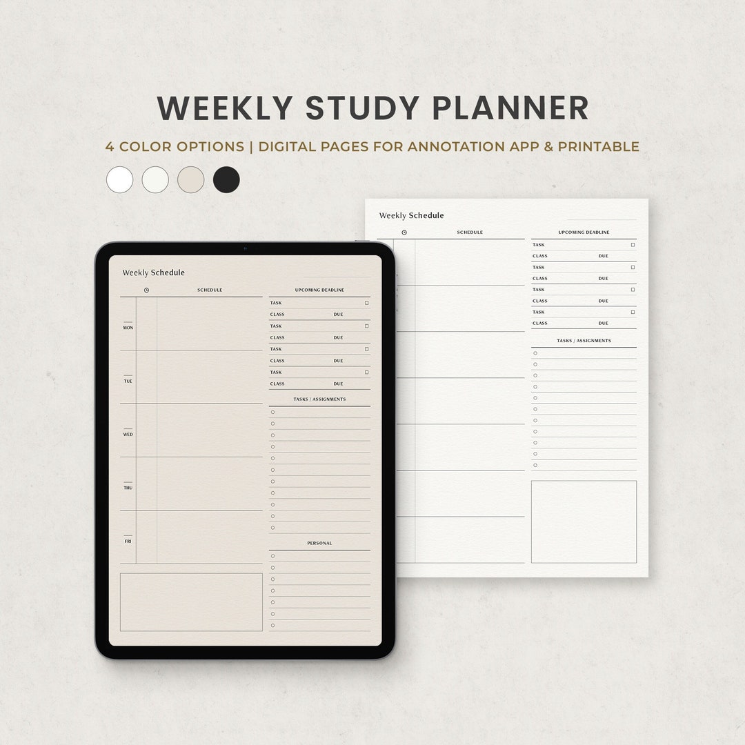 Weekly Study Planner, Digital Academic Planner, Student Organizer for ...