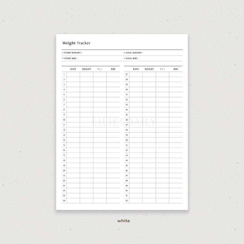 52 Week Weight Loss Tracker Digital Planner Template for Goodnotes iPad ...