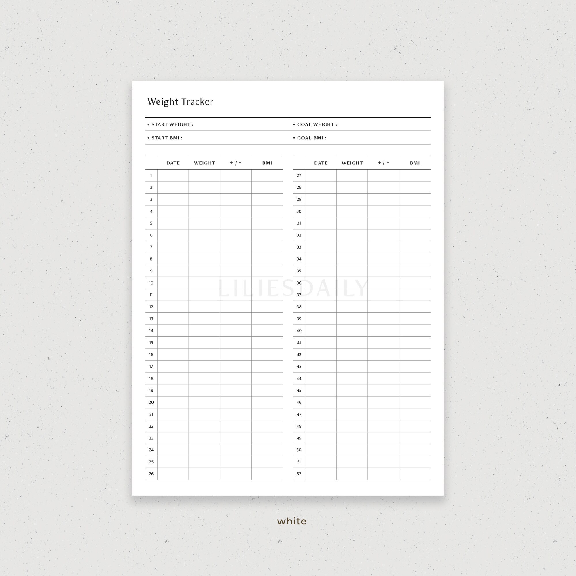 52 Week Weight Loss Tracker Digital Planner Template for Goodnotes iPad ...