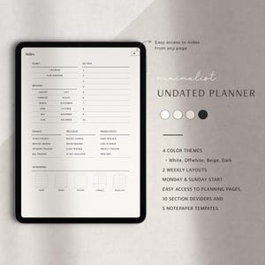 Digital Planner for iPad Goodnotes, Undated Minimalist Weekly Planner, Notability Simple Daily Journal image 2