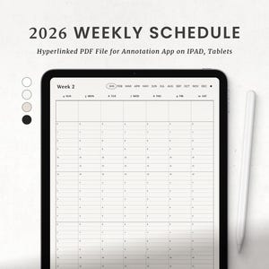 Weekly Schedule Digital Planner 2026, Weekly Timetable Template for Goodnotes iPad, Student Planner PDF