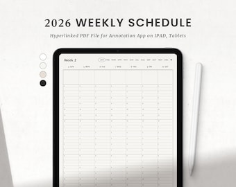 Weekly Schedule Digital Planner 2026, Weekly Timetable Template for Goodnotes iPad, Student Planner PDF
