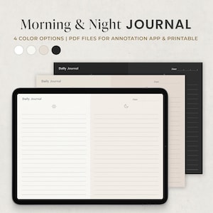 Daily Journal, Morning & Night Journal Digital Landscape Template for Goodnotes Notability Ipad, Digital Diary, Daily Check-in
