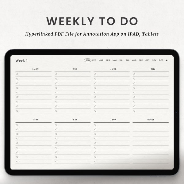 Weekly To Do List, Checklist Template, Task List, Work To Do Digital Planner for Goodnotes on Ipad, Android Planner