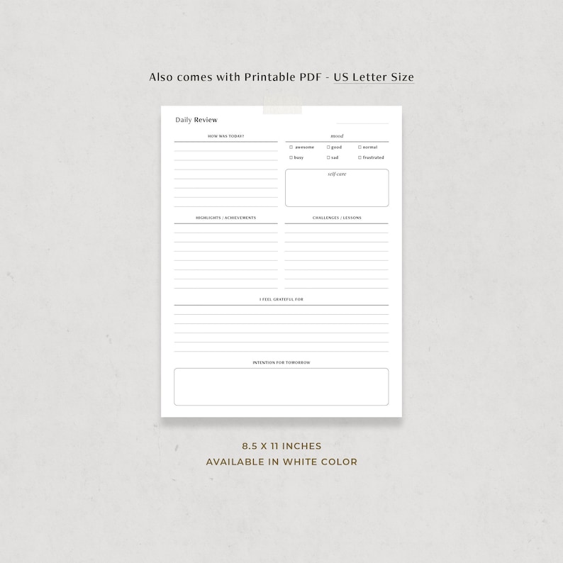 Daily Reflection Journal, Digital Daily Review, Daily Check in Template ...