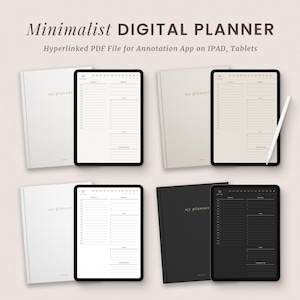 Digitale planner, ongedateerd, Goodnotes-planner, iPad Android-planner, minimale wekelijkse dagelijkse planner, eenvoudige notability-sjabloon