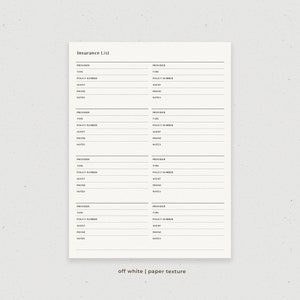 Insurance Information Tracker, Insurance Contact List Digital Planner ...