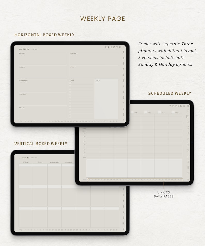 Undated Minimalist Digital Planner Goodnotes Planner Ipad Etsy