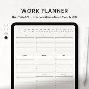 Digital Work Planner for Goodnotes, Office Planning for Ipad, Work Schedule Checklist Template, Daily Task PDF